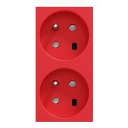 Prise double 2P+T FR 45° goulotte rapide détrompage Unica NU306103T Rouge mécanisme seul