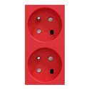 Prise double 2P+T FR 45° goulotte rapide détrompage Unica NU306103T Rouge mécanisme seul