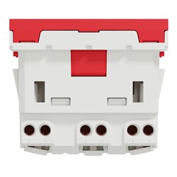 Prise double 2P+T FR 45° goulotte rapide détrompage Unica NU306103T Rouge mécanisme seul