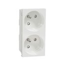 Prise double 2P+T FR 45° goul connexion rapide Unica NU306918T Blanc mécanisme seul