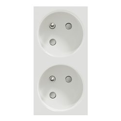 Prise double 2P+T FR 45° goul connexion rapide Unica NU306918T Blanc mécanisme seul