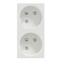 Prise double 2P+T FR 45° goul connexion rapide Unica NU306918T Blanc mécanisme seul