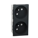 Prise double 2P+T FR 45° connexion rapide Unica NU306954 Anthracite mécanisme seul