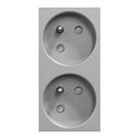 Prise double 2P+T FR 45° connexion rapide Unica NU306930 Aluminium mécanisme seul