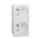 Prise double 2P+T FR 45° connexion rapide Unica NU306918 Blanc mécanisme seul