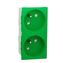 Prise double 2P+T FR 45° connexion rapide Unica NU306906 Vert mécanisme seul