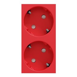 Prise double 2P+T DE 45° bornier à vis Unica NU306703A Rouge mécanisme seul