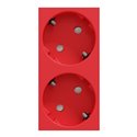 Prise double 2P+T DE 45° bornier à vis Unica NU306703A Rouge mécanisme seul