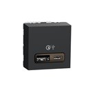 Prise chargeur USB double rapide 18W 3,4A type A+C Unica NU301954 anthracite 2 modules mécansime seul