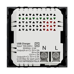 Prise chargeur USB double rapide 18W 3,4A type A+C Unica NU301954 anthracite 2 modules mécansime seul