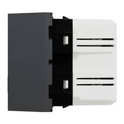 Prise chargeur USB double rapide 18W 3,4A type A+C Unica NU301954 anthracite 2 modules mécansime seul