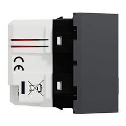 Prise chargeur USB double rapide 18W 3,4A type A+C Unica NU301954 anthracite 2 modules mécansime seul