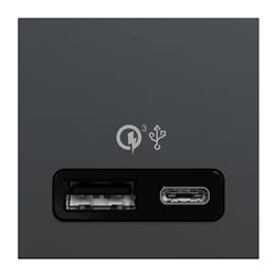 Prise chargeur USB double rapide 18W 3,4A type A+C Unica NU301954 anthracite 2 modules mécansime seul