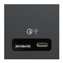 Prise chargeur USB double rapide 18W 3,4A type A+C Unica NU301954 anthracite 2 modules mécansime seul