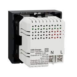 Prise chargeur USB double rapide 18W 3,4A type A+C Unica NU301954 anthracite 2 modules mécansime seul