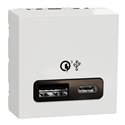 Prise chargeur USB double rapide 18W 3,4A type A+C Unica NU301918 Blanc 2 modules