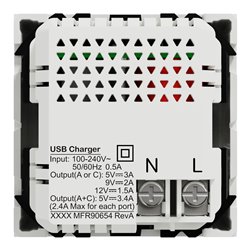 Prise chargeur USB double rapide 18W 3,4A type A+C Unica NU301918 Blanc 2 modules