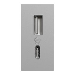 Prise chargeur USB double 15W type A+C Unica NU301630 Aluminium 1 module mécanisme seul