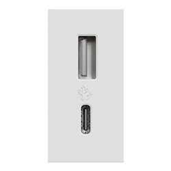 Prise chargeur USB double 15W type A+C Unica NU301618 Blanc 1 module mécanisme seul