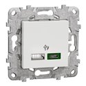 Prise chargeur USB C 45W + A 7,5W Unica NU501318 Blanc 2 modules mécanisme support fixe