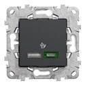 Prise chargeur USB C 45W + A 7,5W Unica NU501354 anthracite 2 modules mécanisme support fixe