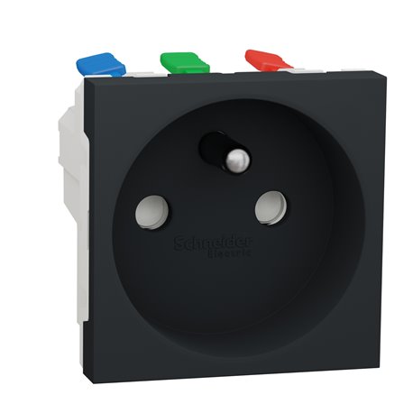 Prise 2P+T FR 90° raccord rapide travers Unica NU305954 anthracite mécanisme seul