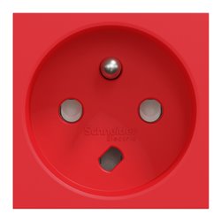 Prise 2P+T FR 90° goulotte connexion rapide détrompage Unica NU305103T Rouge mécanisme seul