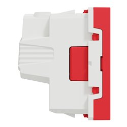 Prise 2P+T FR 90° goulotte connexion rapide détrompage Unica NU305103T Rouge mécanisme seul