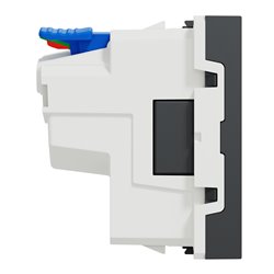 Prise 2P+T FR 90° affleurant raccord rapide Unica NU305254 anthracite mécanisme seul