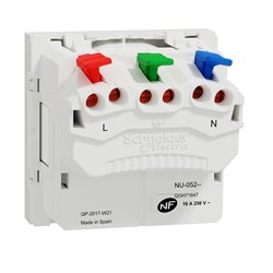 Prise 2P+T FR 90° affleurant raccord rapide Unica NU305220 Blanc antibactérien mécanisme seul