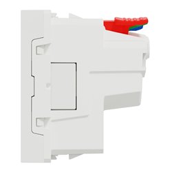 Prise 2P+T FR 90° affleurant raccord rapide Unica NU305220 Blanc antibactérien mécanisme seul