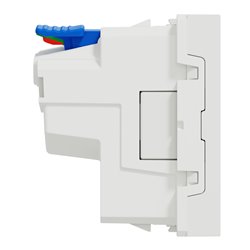 Prise 2P+T FR 90° affleurant raccord rapide Unica NU305220 Blanc antibactérien mécanisme seul