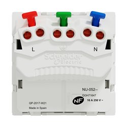 Prise 2P+T FR 90° affleurant raccord rapide Unica NU305220 Blanc antibactérien mécanisme seul