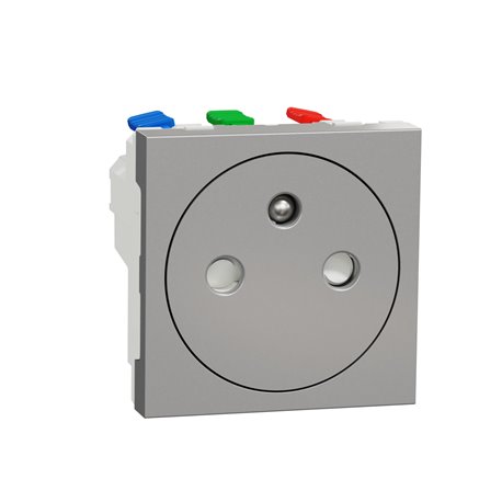 Prise 2P+T FR 90° affleurant raccord rapide Unica NU305230 Aluminium mécanisme seul