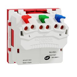 Prise 2P+T FR 90° affleurant raccord rapide Unica NU305203 Rouge mécanisme seul