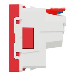 Prise 2P+T FR 90° affleurant raccord rapide Unica NU305203 Rouge mécanisme seul