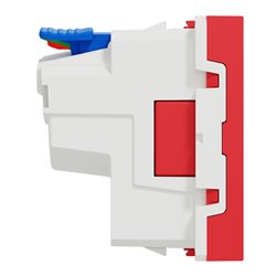 Prise 2P+T FR 90° affleurant raccord rapide Unica NU305203 Rouge mécanisme seul