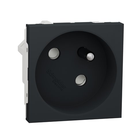 Prise 2P+T FR 45° raccord rapide traversant Unica NU304954 anthracite mécanisme seul