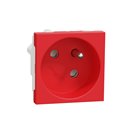 Prise 2P+T FR 45° raccord rapide traversant Unica NU304903 Rouge mécanisme seul