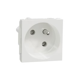 Prise 2P+T FR 45° goulotte raccord rapide Unica NU304918T Blanc mécanisme seul