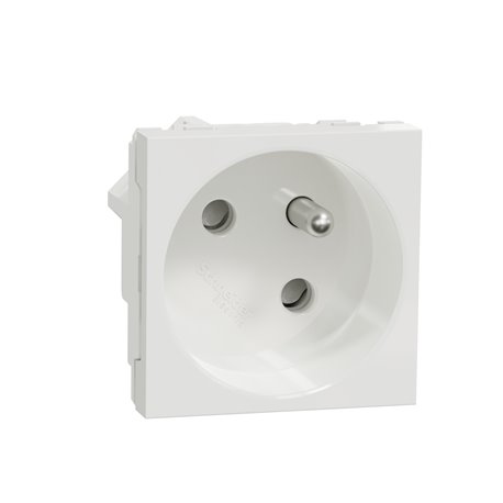 Prise 2P+T FR 45° goulotte raccord rapide Unica NU304918T Blanc mécanisme seul