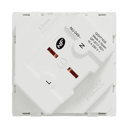 Prise 2P+T FR 45° goulotte raccord rapide Unica NU304918T Blanc mécanisme seul