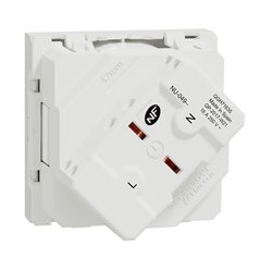 Prise 2P+T FR 45° goulotte raccord rapide Unica NU304918T Blanc mécanisme seul