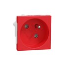 Prise 2P+T FR 45° goulotte raccord rapide Unica NU304903T Rouge mécanisme seul