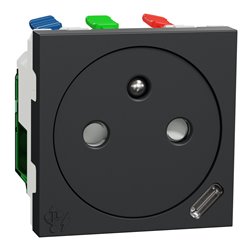 Prise 2P+T affl FR + USB C 10,5W 90° rap Unica NU301554 anthracite 2 modules mécansime seul