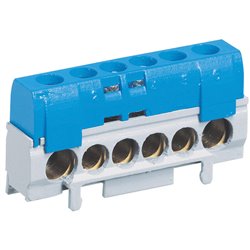 Bornier de repartition IP2X neutre connexion 10mm2-35mm2 bleu longueur 62mm 004815