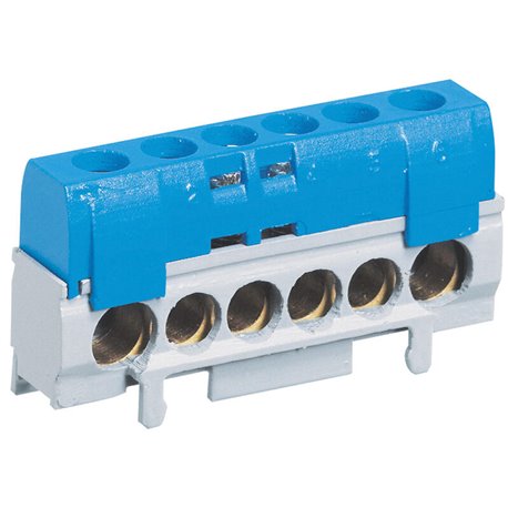 Bornier de repartition IP2X neutre connexion 10mm2-35mm2 bleu longueur 62mm 004815
