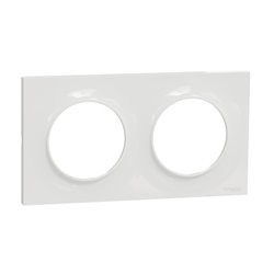 Plaque 2 postes horizontaux ou verticaux entraxe 71 mm Odace Styl S520704 Blanc 