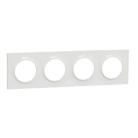 Plaque 4 postes horizontaux ou verticaux entraxe 71 mm Odace Styl S520708 Blanc Plaque 4 postes horizontaux ou verticaux entraxe 71 mm Odace Styl S520708 Blanc