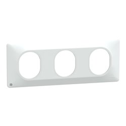 Plaque de finition Ovalis entraxe 71 mm S300706 blanc antibactérien 3 postes horizontal
